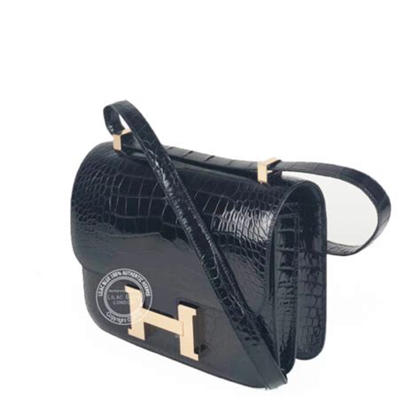 croc constance|Hermes Constance 24cm Black Shiny Croc RGHW